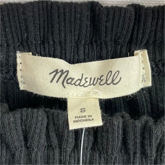 Madewell Shirt Women Small Black Textured Knit Off The Shoulder Boho Coastal NEW - Picture 9 of 13